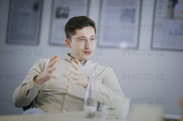 Philipp Türmer, SPD, Federal Chairman of the Jusos, recorded during an interview. Berlin, 24.01.2024