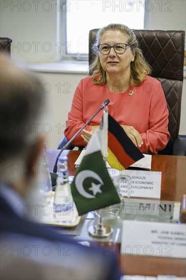 Svenja Schulze (SPD), Federal Minister for Economic Cooperation and Development, meets the Minister for Trade, Jam Kamal Khan. Islamabad, 21.08.2024. Photographed on behalf of the Federal Ministry for Economic Cooperation and Development