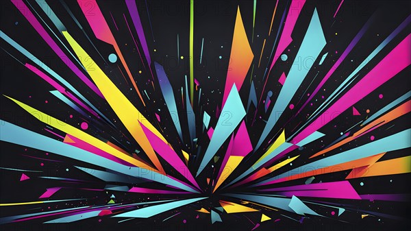 Minimalist illustration featuring abstract shapes in neon colors to convey fun and ease, AI generated
