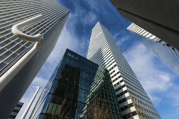 Modern architecture, high-rise buildings, Roche Towers, architects Herzog and de Meuron, Basel, Canton of Basel-Stadt, Switzerland, Europe