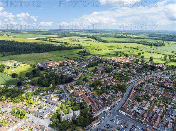 Helmsley Village from a drone, North York Moors National Park, North Yorkshire, UK
