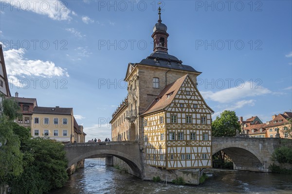 Old Town Hall, built in the Regnitz in 1467, Upper Bridge, Bamberg, Upper Franconia, Bavaria, Germany, Europe
