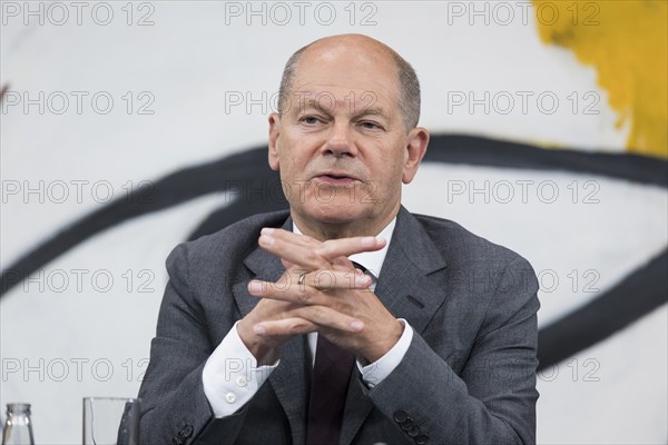 Olaf Scholz (Federal Chancellor of the Federal Republic of Germany, SPD) at a press conference after the Minister Presidents' Conference with the heads of government of the federal states in the Federal Chancellery, Berlin, 20 June 2024