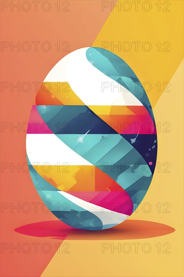 Abstract Easter egg design with geometric patterns, bold colors, and a mix of textures, creating a modern and dynamic look, AI generated