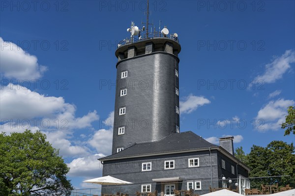 Hohe Bracht observation tower, on the mountain of the same name in the Sauerland, near Bilstein, in the district of Olpe, North Rhine-Westphalia, Germany, Europe