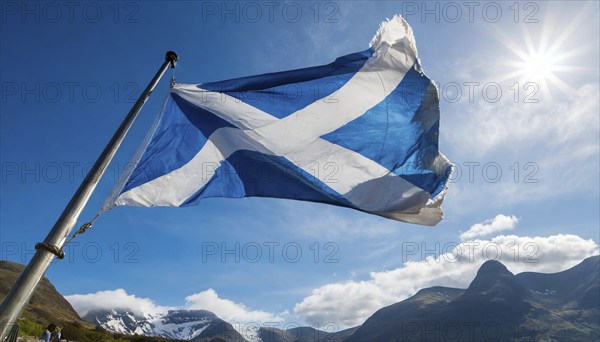 The flag of Scotland flutters in the wind