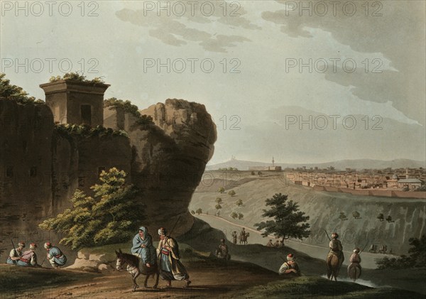 Historical Palestine, Tomb in the Valley of Jehoshaphat, Historical, digitally restored reproduction from an early 19th century original, date unknown