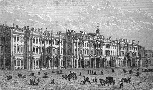 The Imperial Winter Palace in Saint Petersburg, Russia, in 1880, Historical, digital reproduction of an original 19th century artwork, Europe