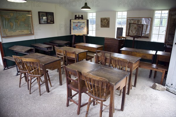 Edwardian school classroom, Museum of East Anglian Life, Stowmarket, Suffolk, England, UK now called the Food Museum
