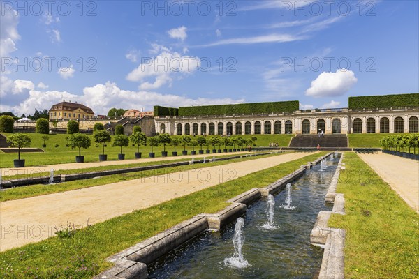 The Grosssedlitz Baroque Garden with the Friedrich Palace is located on a hill on the left bank of the Elbe to the south-east of Dresden in Grosssedlitz, which belongs to the town of Heidenau in the Free State of Saxony, Grosssedlitz Baroque Garden, Heidenau, Saxony, Germany, Europe