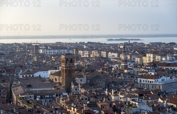 View over the rooftops of Venice, view from the Campanile di San Marco bell tower, city view of Venice, Veneto, Italy, Europe