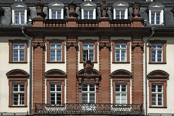 Neo-Baroque south façade of the town hall, second half of the 19th century, Kornmarkt 191-201, Heidelberg, Baden-Württemberg, Germany, Europe