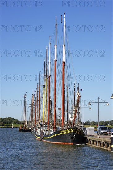 Historic sailing ships, traditional sailing ships in the harbour of Enkhuizen, North Holland, West Friesland, Netherlands