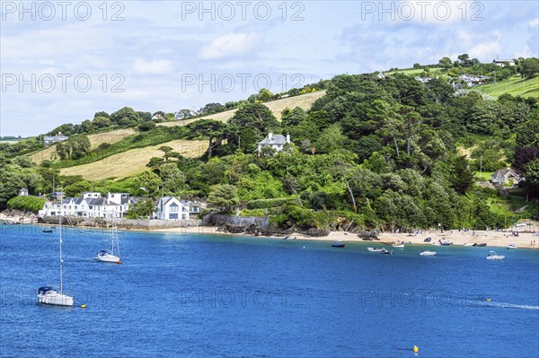 Boats and Yachts on Kingsbridge Estuary in Salcombe and Mill Bay, Batson Creek, Southpool Creek, Devon, England, United Kingdom, Europe
