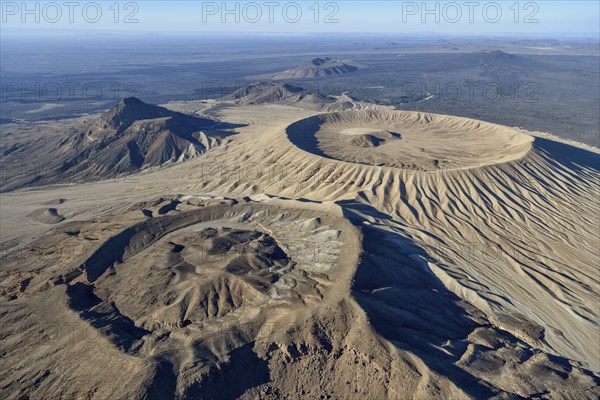 Harrat Khaybar volcanic landscape, aerial view, near Khaybar, Medina Province, Saudi Arabia, Arabian Peninsula, Asia