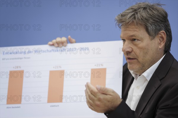 Robert Habeck (Alliance 90/The Greens), Federal Minister for Economic Affairs and Climate Protection and Vice-Chancellor, recorded during the presentation of the Federal Government's 1st Equality Report at the Federal Press Conference in Berlin, 3 July 2024
