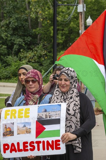 Dearborn, Michigan USA, 17 August 2024, In advance of the Democratic National Convention, activists rallied to demand that 'Not Another Bomb' should be sent for Israel's war in Gaza