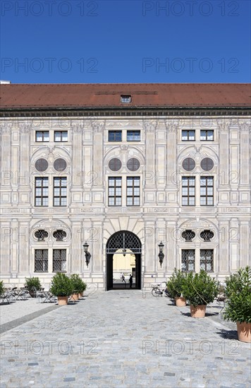Facade and Tor tor in the Kaiserhof, inner courtyard of the Munich Residence, Munich, Upper Bavaria, Bavaria, Germany, Europe