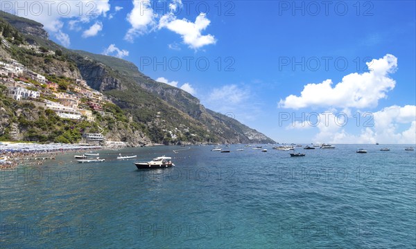 Scenic views of Positano Italian colorful architecture and landscapes on Amalfi Coast in Italy