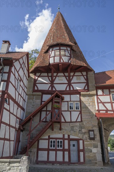 Rödelseer Tor, built in the 13th century, part of the town fortifications, Iphofen, Lower Franconia, Bavaria, Germany, Europe