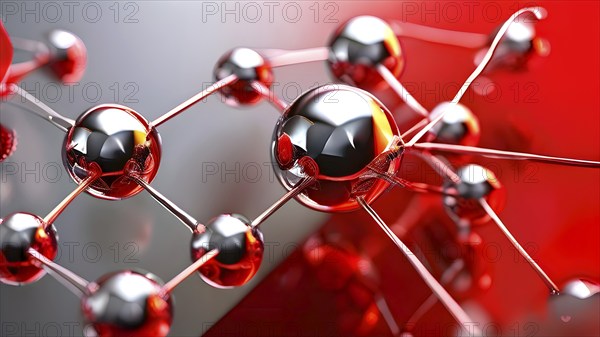 Abstract artwork illustrating blockchain technology with interconnected geometric shapes symbolizing network, AI generated