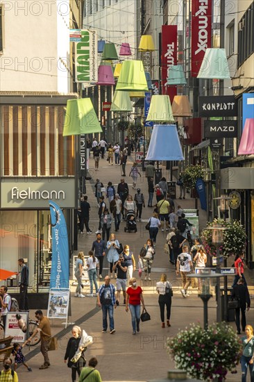 City centre of Essen, summer, Limbecker Straße, pedestrian zone, shopping street, decoration, North Rhine-Westphalia, Germany, Europe