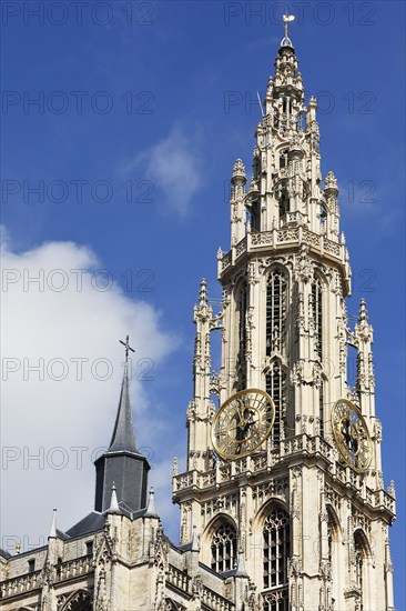 Tower of the Cathedral of Our Lady, Onze-Lieve-Vrouwekathedraal, Gothic, UNESCO World Heritage Site, Antwerp, Belgium, Europe
