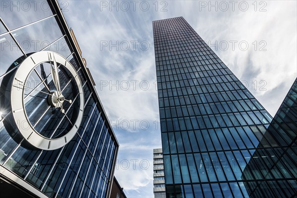 Modern architecture, high-rise building, Messeturm, Basel, Canton of Basel-Stadt, Switzerland, Europe
