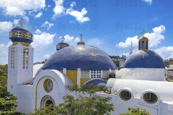 Mexico, scenic colorful colonial architecture of Acapulco streets in historic city center, Central America
