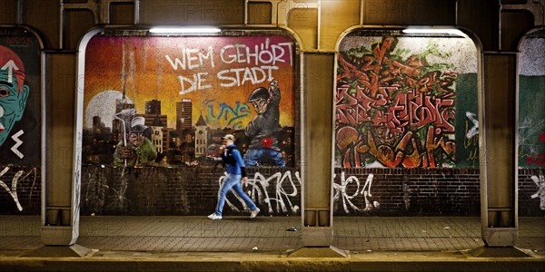 Artistically designed subway, Light in the Tunnel campaign with Klaus Klinger, Ellerstrasse, Düsseldorf, North Rhine-Westphalia, Germany, Europe