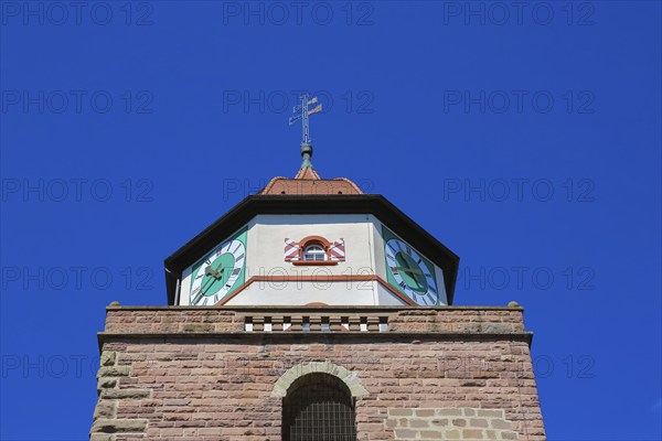 Römerturm, Oberstadtturm, Oberer Turm, Hoher Turm, built on the remains of the first castle of Haigerloch, humpback ashlar from around 1100, upper storey octagonal structure from 1744-1746, master builder Christian Beyer, historic building, Haigerloch, Zollernalbkreis, Baden-Württemberg, Germany, Europe