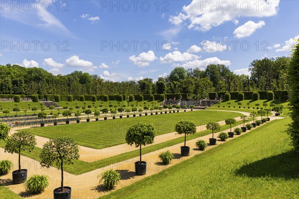 The Grosssedlitz Baroque Garden with the Friedrich Palace is located on a hill on the left bank of the Elbe to the south-east of Dresden in Grosssedlitz, which belongs to the town of Heidenau in the Free State of Saxony, Grosssedlitz Baroque Garden, Heidenau, Saxony, Germany, Europe