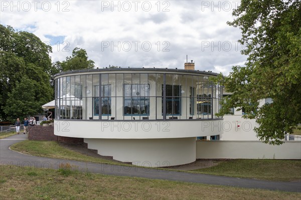 Kornhaus, heritage-protected restaurant on the Elbe, Bauhaus style, Dessau-Roßlau, Saxony-Anhalt, Germany, Europe