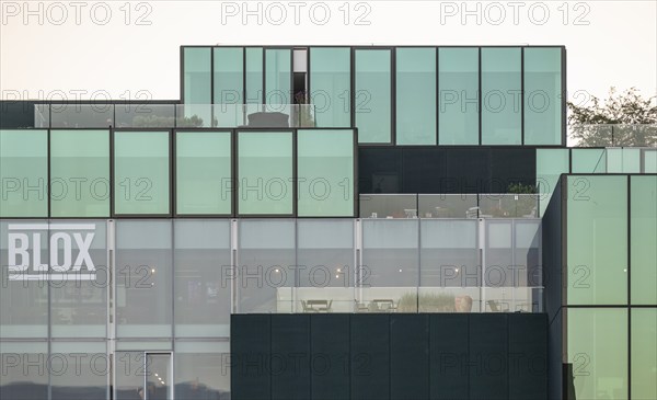Modern glass façade, minimalist design, Blox multifunctional building, architect OMA Rotterdam, client Realdania By og Byg, contemporary architecture, Copenhagen, Denmark, Europe