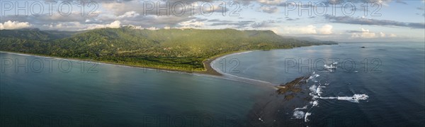 Panorama, aerial view, Marino Ballena National Park, Osa National Park, headland and sea of the South Pacific, Puntarenas Province, Osa, Costa Rica, Central America