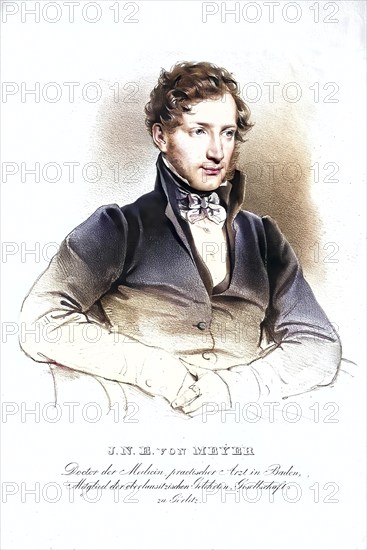 Johann Nepomuk Meyer, 1803-1873, Dr med. in Vienna around 1830, Historical, digitally restored reproduction from a 19th century original, Record date not stated