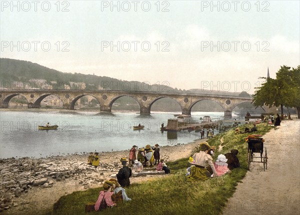 River Tay near Perth, at 193 km the longest river in Scotland, Historic, digitally restored reproduction from a 19th century original, Record date not stated