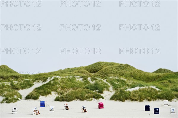 Beach chairs by the sea, Amrum, North Frisian Islands, Schleswig-Holstein, Germany, Europe