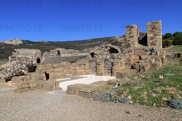 Amphitheatre at Baelo Claudia Roman site, Cadiz province, Spain, Europe