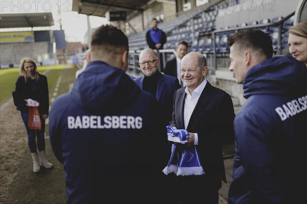 Olaf Scholz (SPD), Federal Chancellor, recorded at a meeting with representatives of SV Babelsberg in Potsdam, 26 February 2024