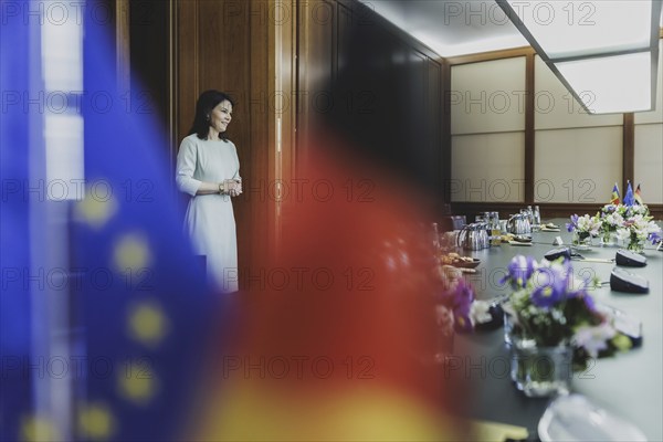 Annalena Bärbock (Alliance 90/The Greens), Federal Foreign Minister, photographed in front of the meeting with Mihai Popsoi (not pictured), Foreign Minister of Moldova, in Berlin, 9 April 2024 / Photographed on behalf of the Federal Foreign Office