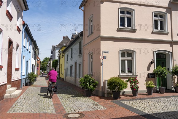 The old town centre of Mörs, on the Lower Rhine, Fieselstrasse, North Rhine-Westphalia, Germany, Europe