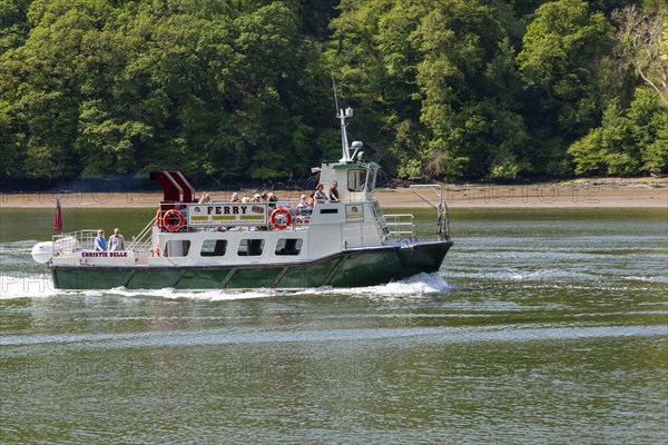 Christie Belle ferry boat, River Dart estuary and valley, south Devon, England, UK