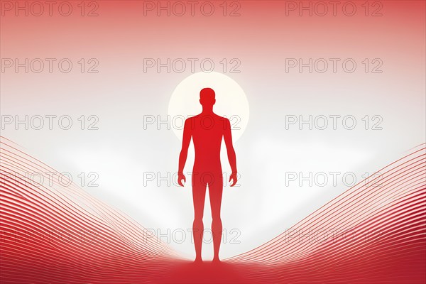 Minimalist illustration as symbol depicting the concept of human victory in vibrant colors, AI generated