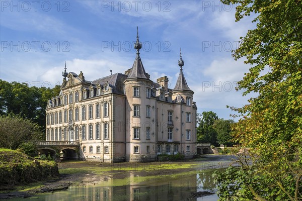 1750 moated Poeke Castle, Kasteel van Poeke in Rococo style near Aalter, East Flanders, Belgium, Europe