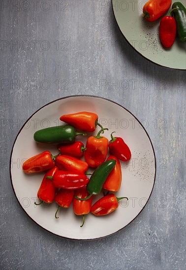Mini sweet pepper, set, colored peppers, top view, no people, assortment