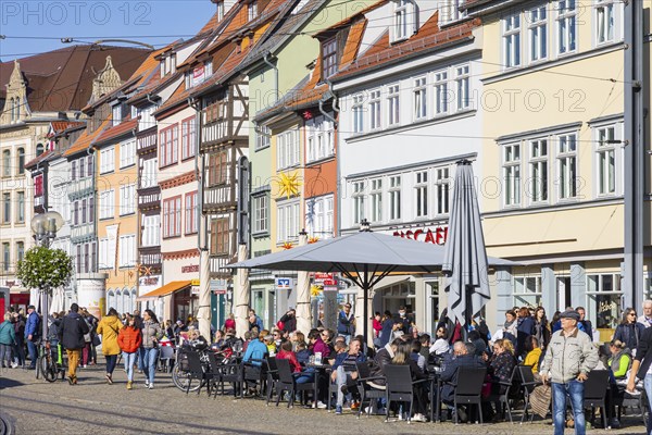 Houses on Cathedral Square View of Andreasstrasse, Erfurt, Thuringia, Germany, Europe