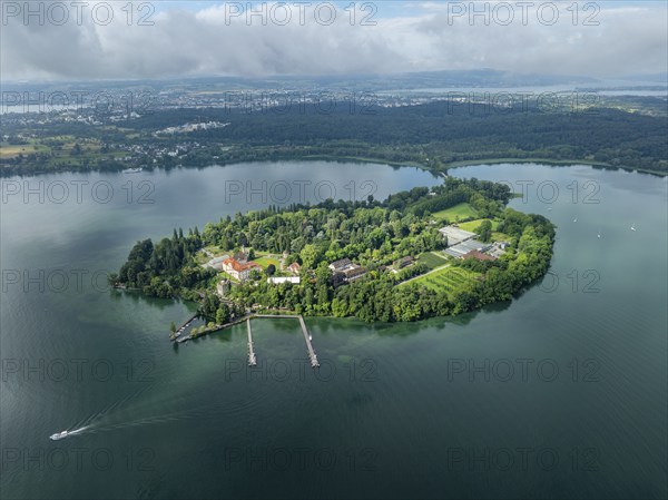 Aerial view of the island of Mainau in Lake Constance, district of Constance, Baden-Württemberg, Germany, Europe