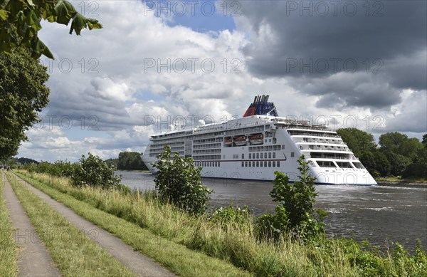 Luxury cruise ship Europa 2 in the Kiel Canal, Kiel Canal, Schleswig-Holstein, Germany, Europe