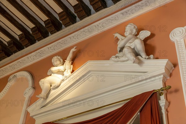Architectural detail, Spanish colonial interior of palace of Casa de Montejo, Merida, Yucatan State, Mexico, Central America